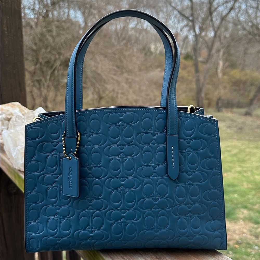 Coach Blue Embossed Leather Charlie Carryall Tote 2022. FLASH SALE - Picture 11 of 11